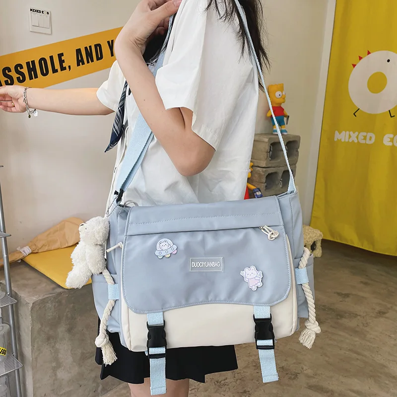 

Korean Fashion Casual Big Bag Student School Bags for Teenage Girls Messenger Bag Shoulder Bag Crossbody Bags Women