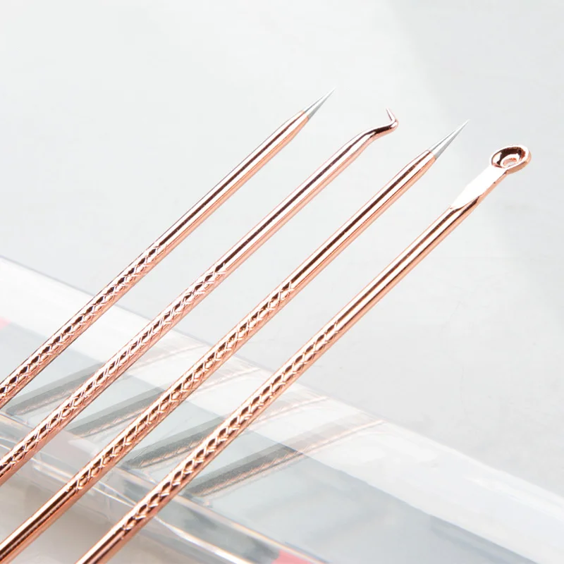 4-in-1 Dual-Head Acne Needle & Blackhead Extractor Set - Professional Spot Cleaner & Skin Care Tool Kit
