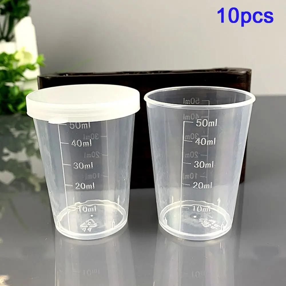 

10Pcs Test Plastic Calibration Measuring Cups Cup Container with Lid