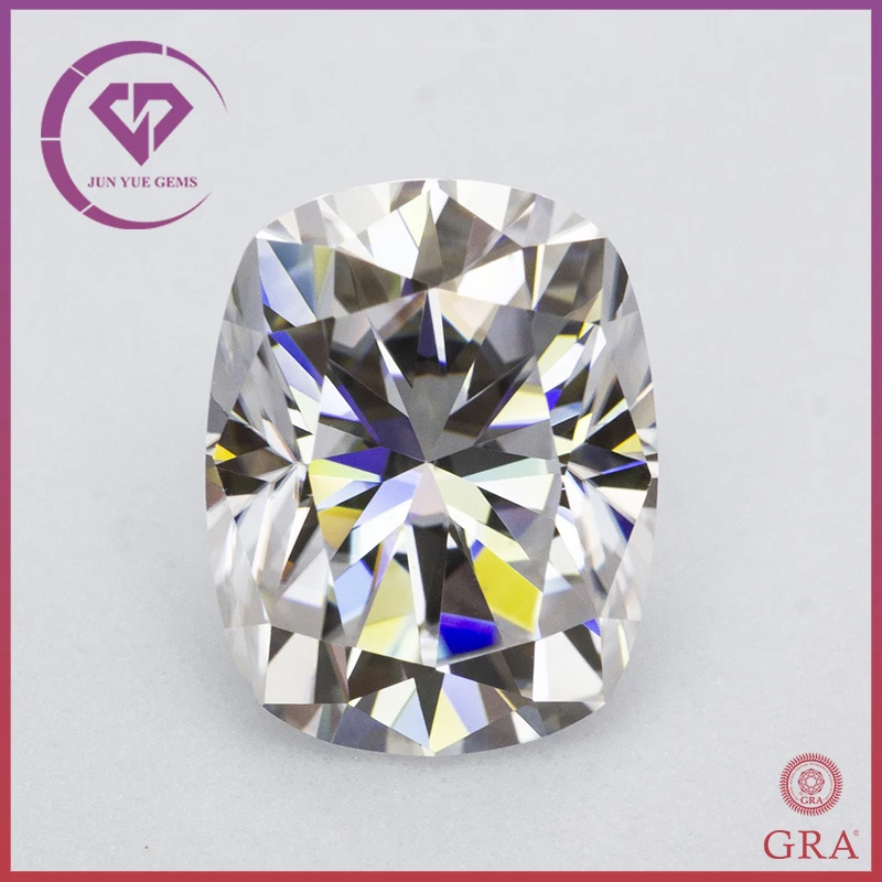 

D Color Moissanite Stone with Certificate Cushion Cut 1.0-5.0ct VVS1 Moissanita Loose Gemstones Pass Diamond Tester with GRA