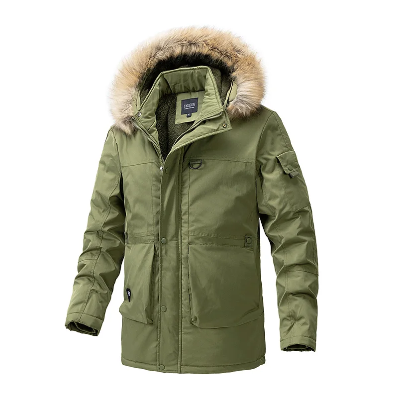 Autumn Witer New Men Fashion Thicken Trench Casual Fleece Turtleneck Jackets Hooded Warm Windbreaker Winter Jacket