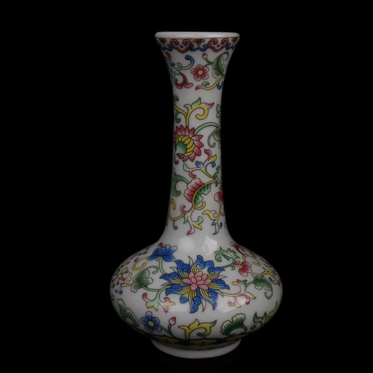 

Jingdezhen Enamel Colorful Flower Pattern Flat Belly Bottle, Antique Porcelain Home Decoration Ornaments