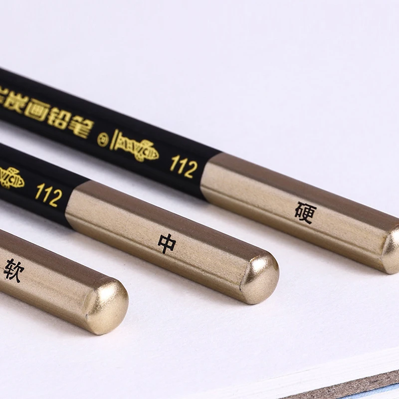 Sketch Charcoal pencils Hard Neutral Soft Refills Drawing Pencils Art Student Master Fine Arts Supplies 12pcs Box