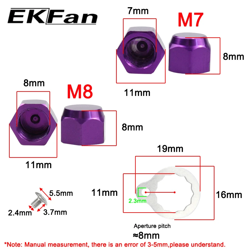 EKfan M8 DAI M7 SHI Left / Right Hand Nut With 16MM silver Lock Washers And Screws For Baitcasting Fishing Reel DIY Parts