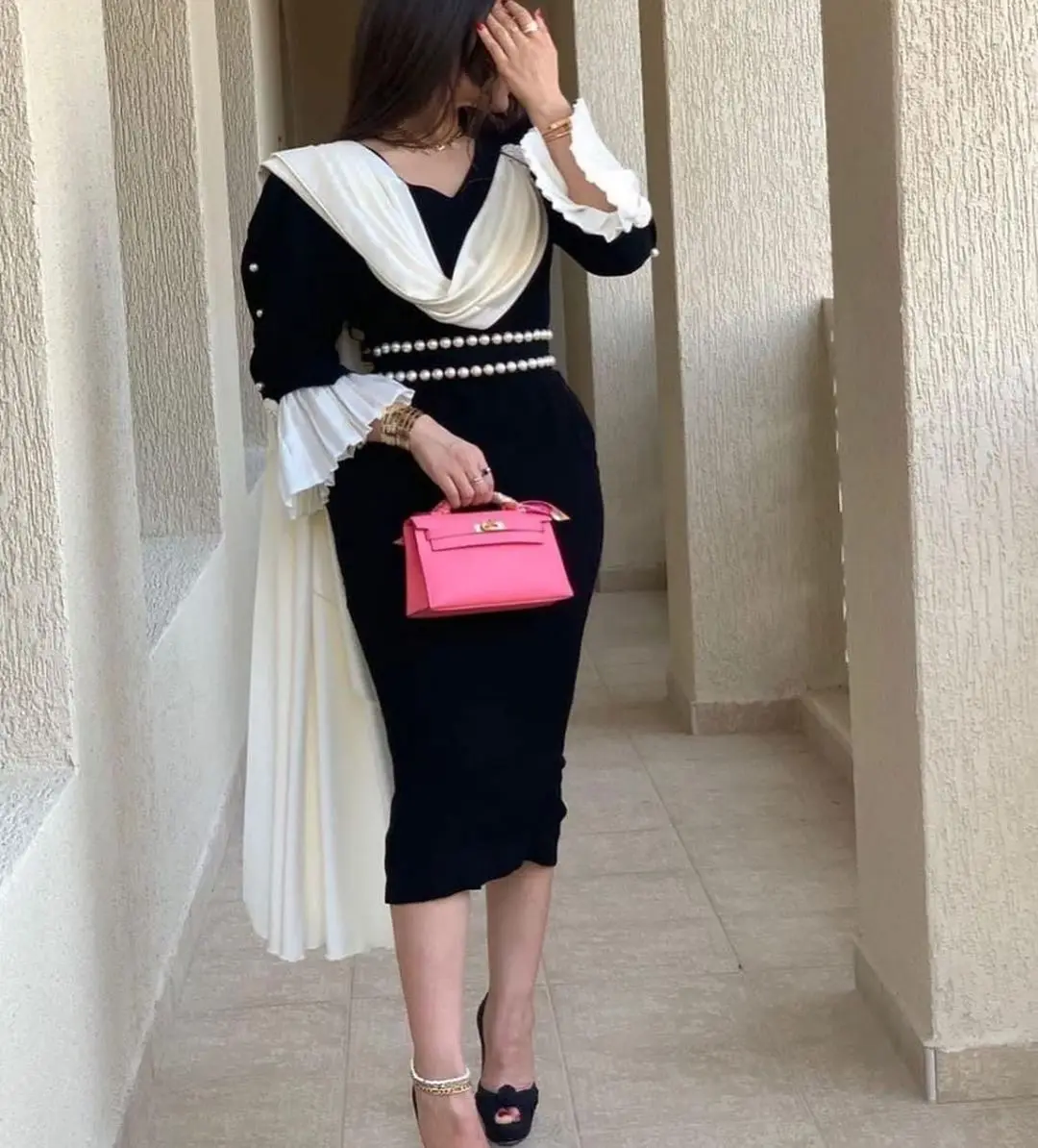 

Vintage Evening Dresses Abendkleider Dubai Black and White Stain Dubai African Formal Party Dress Long Robes Prom Dresses