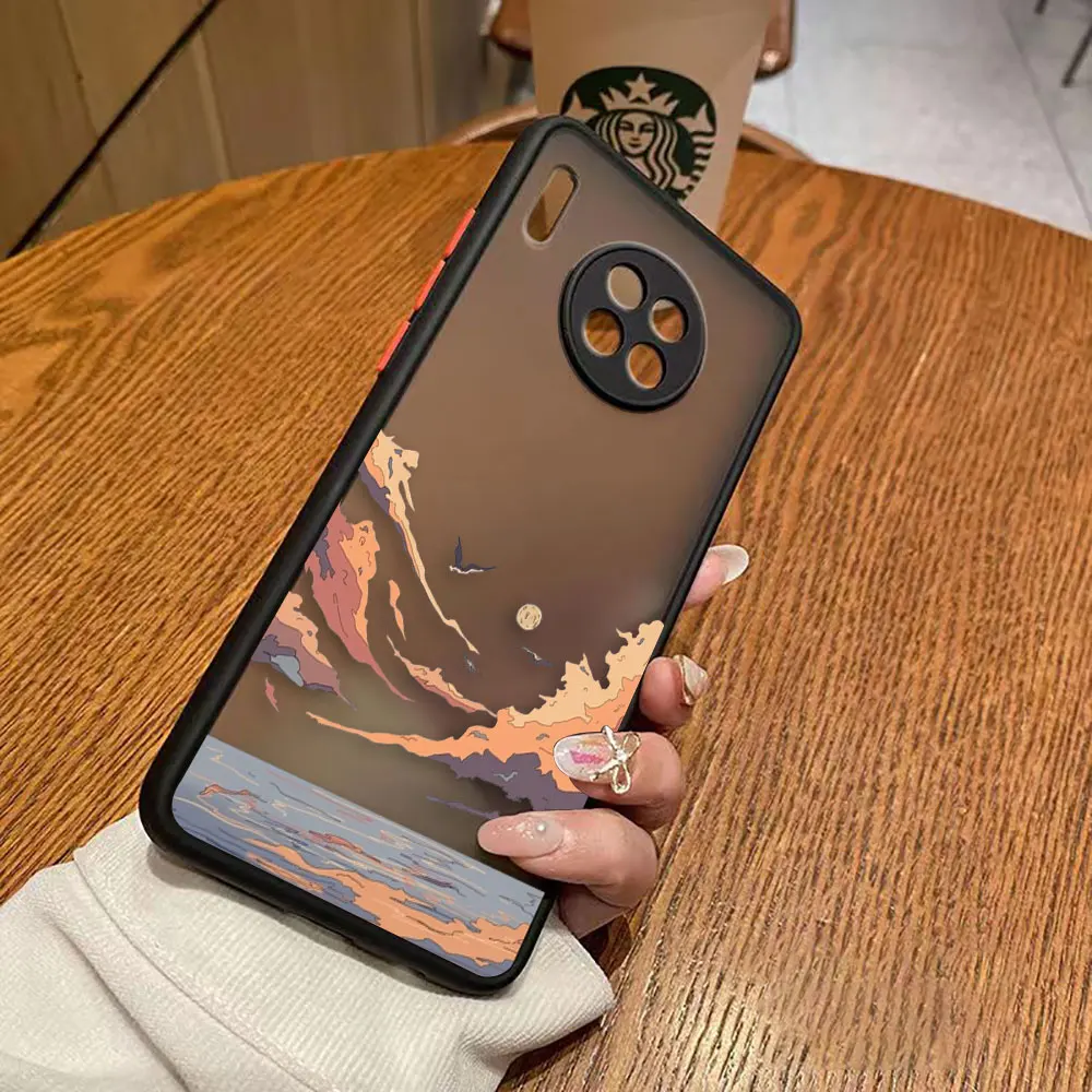 thumbnail image 1 of Matte Case for Huawei Y6P P50 P40 P30 P20 MATE 40 30 20 PRO PLUS Y7P Y9 Case Funda Coque Shell Art hand-Painted Mountain Scenery, 1 of 5