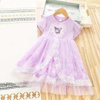 Summer Girls Princess Frozen Elsa Kuromi Party Dresses Kids Clothing Vestido Infanti Birthday Dress Children's Party Clothes 1