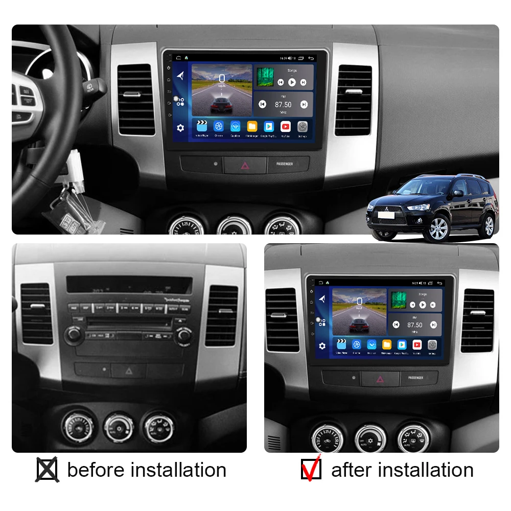 Car Radio Stereo Android 12 For Mitsubishi Outlander 2006 2007 2008- 2012 Multimedia Video Player 2 din GPS Navigation Carplay
