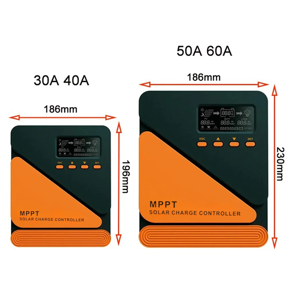 40/60A MPPT Solar Controller Auto 12V/24V Dual USB, 4-Stage Charging 98% Efficie