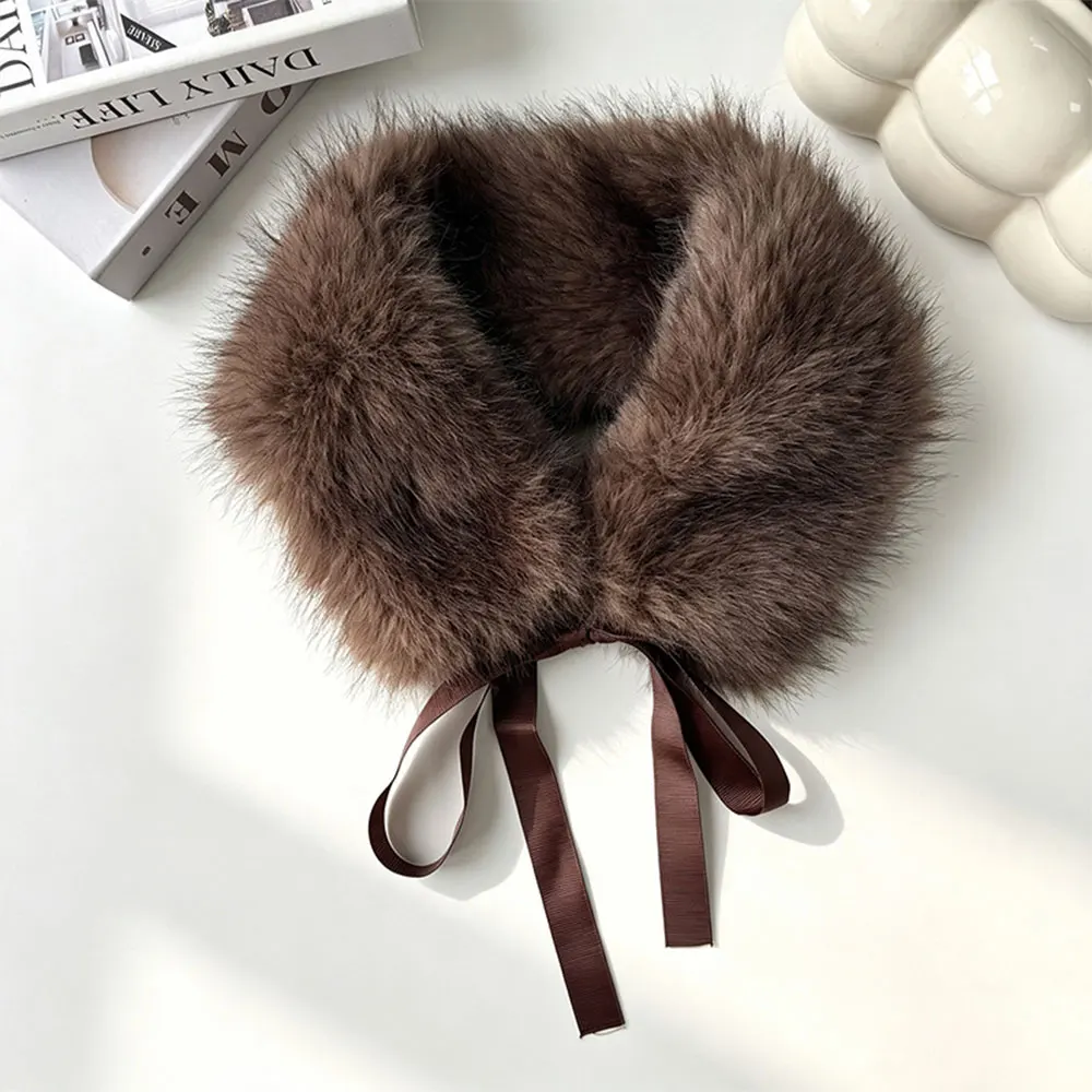 Luxurious Women's Raccoon Fur Collar Winter Scarf Shawl