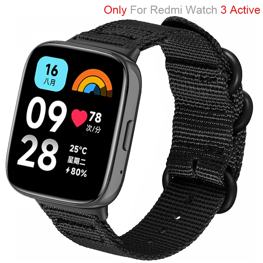 Correa nylon Redmi Watch 3 Active / Lite (negro) 