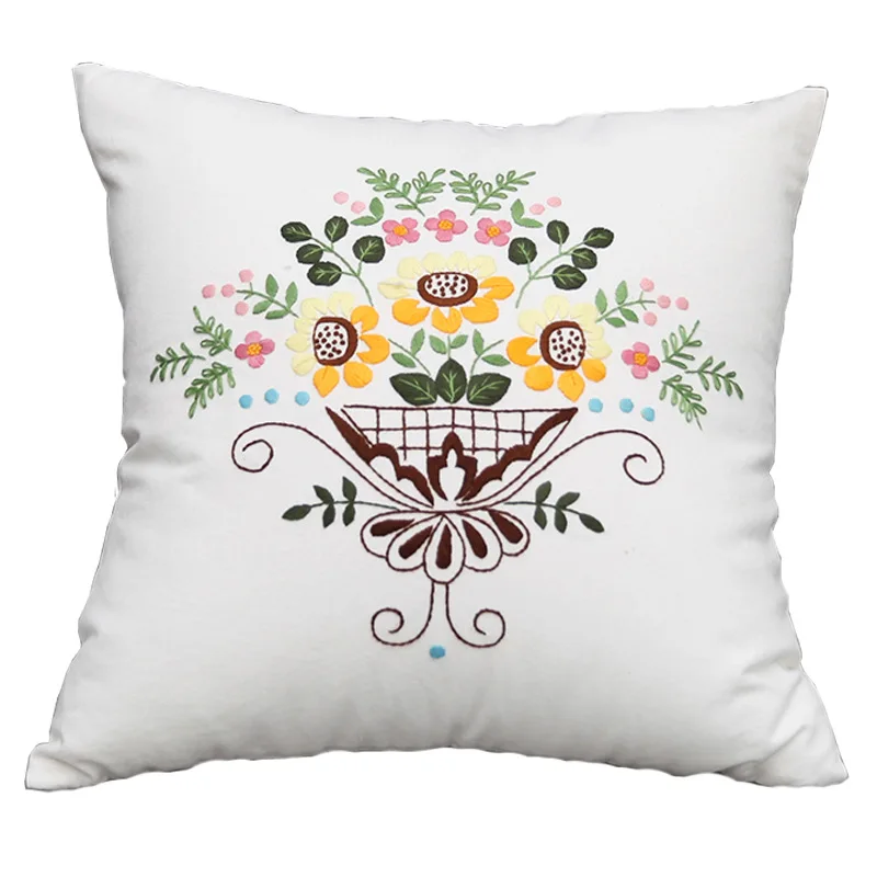 Cross Stitch Kit Cross Embroidery Painting YN45- Cross Stitch Floral Pastoral Style Pillow