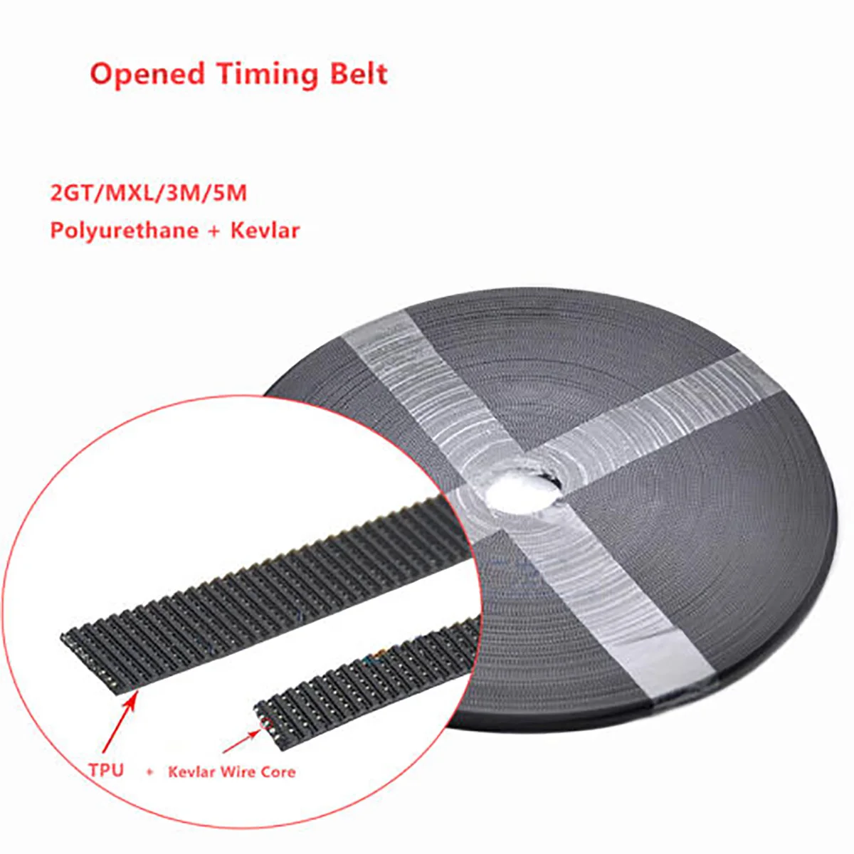 Correia Dentada Aberta para Impressora 3d Tpu e Aramida Roda Síncrona Correias de Transmissão Largura 15 mm Comprimento 10m 20m Htd5m15