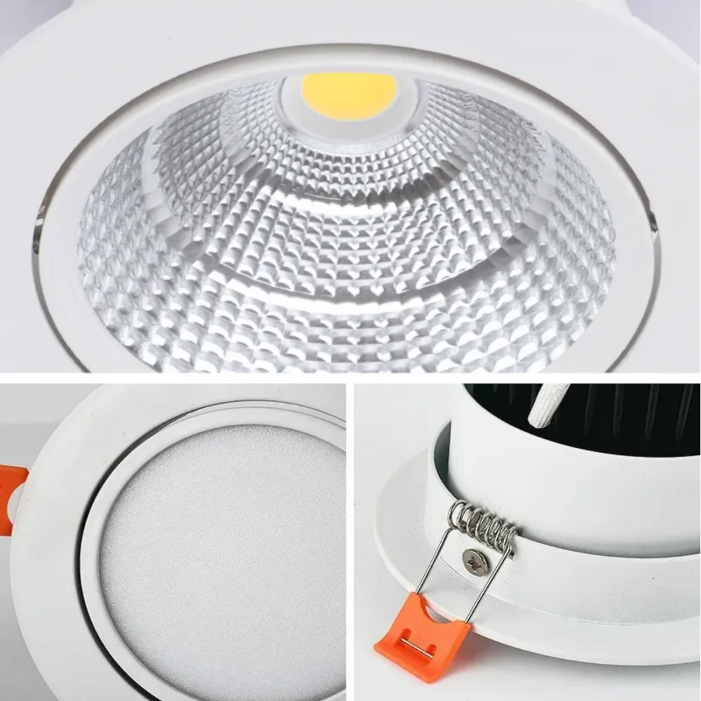 눈부심 방지 Led 다운라이트 디밍이 가능한 AC220V 110V 매입형 Led 천장 조명 알루미늄 COB 천장 조명 스팟 램프