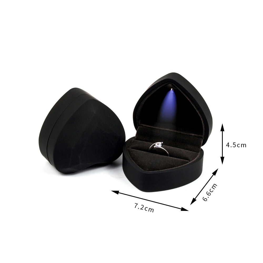 New in LED Light Jewelry Box Ring Earrings Earnail Pendant Organizer Imitation Leather Velvet Decorative Gold Frame Storage Box