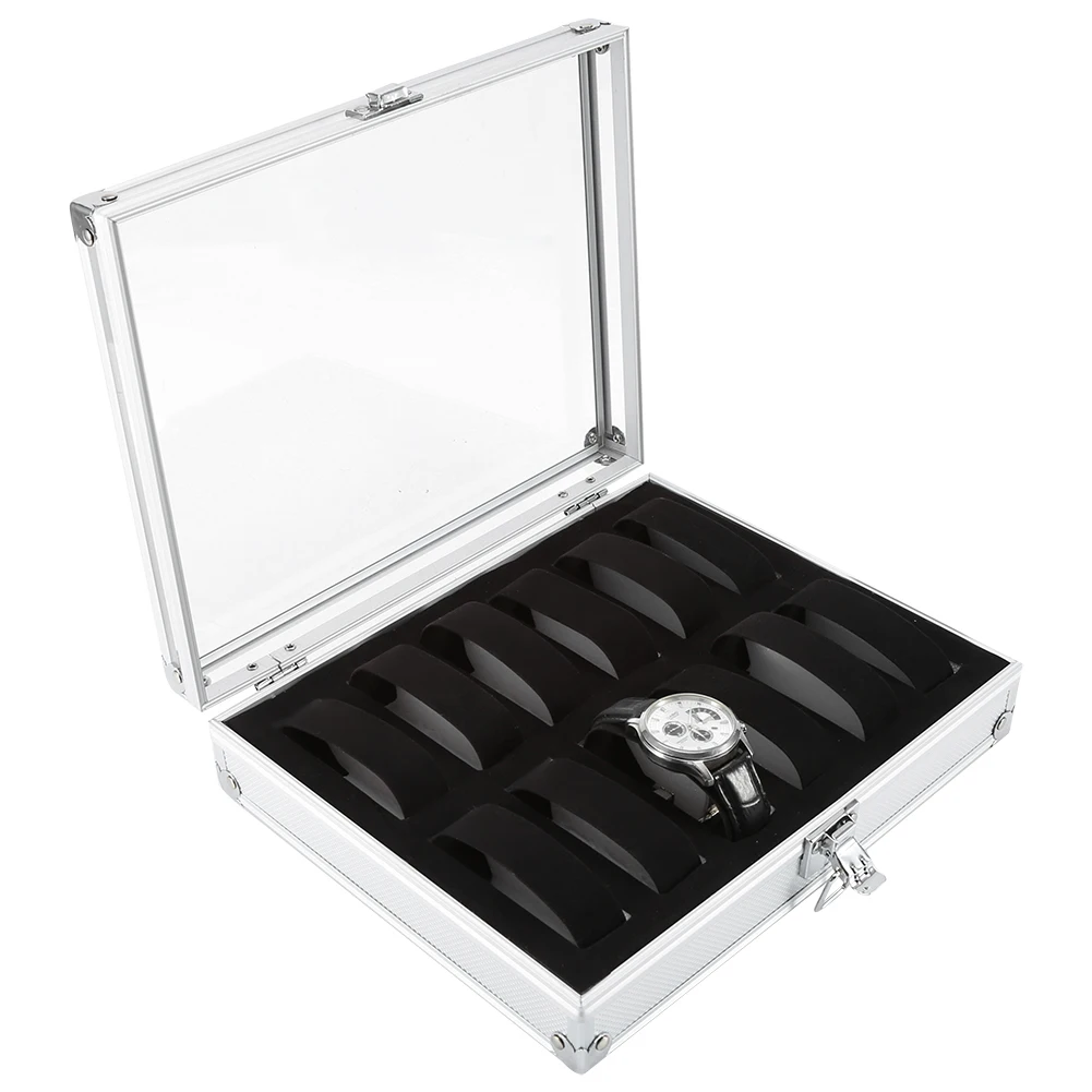 1pcs Aluminium Watches Box Jewelry Display Storage Case Suede Inside