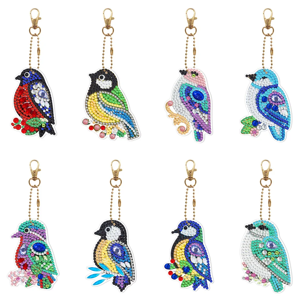 bird Pattern Diamond Painting Keyring Diamond Keychain Embroidery Cross Stitch Bag Pendant Ornament Gift diamond painting diamond keychains