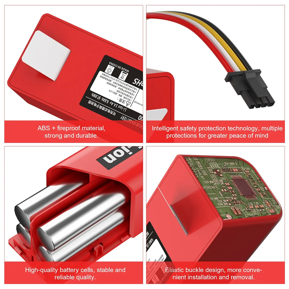 Replacement Battery For Xiaomi Roborock S50 Robotic Vacuum Cleaner S51 S52 S53 S55 S60 S4 S5 S6 S7 Full Series sweeper batteries vacuum cleaner battery battery replacement