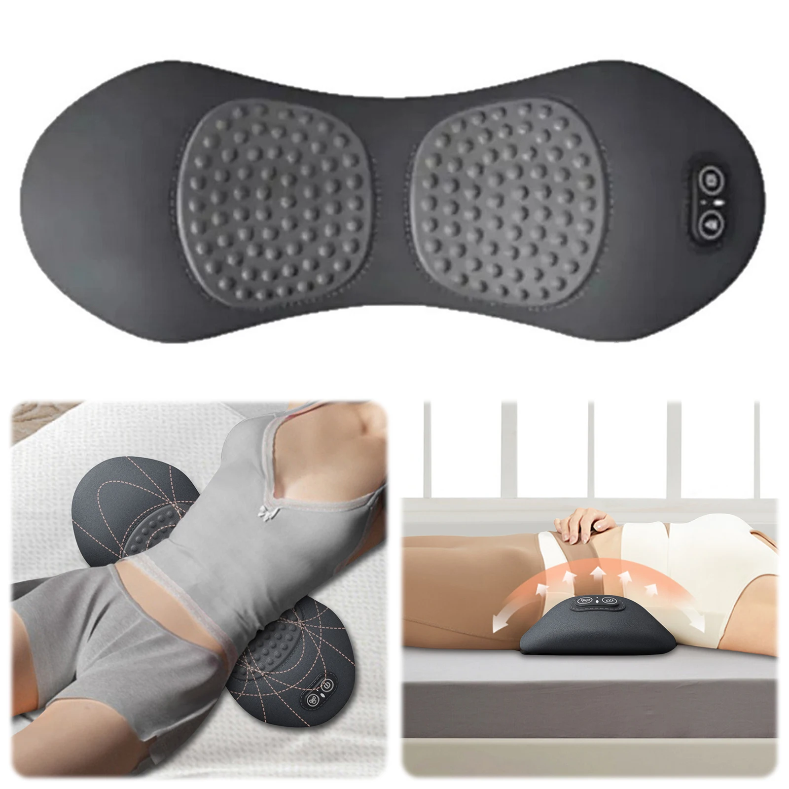Okayso 3 in 1 Lumbar Support Pillow Adjustable Height Back Massager Waist Pillow with Heat Memory Foam Back Pillow