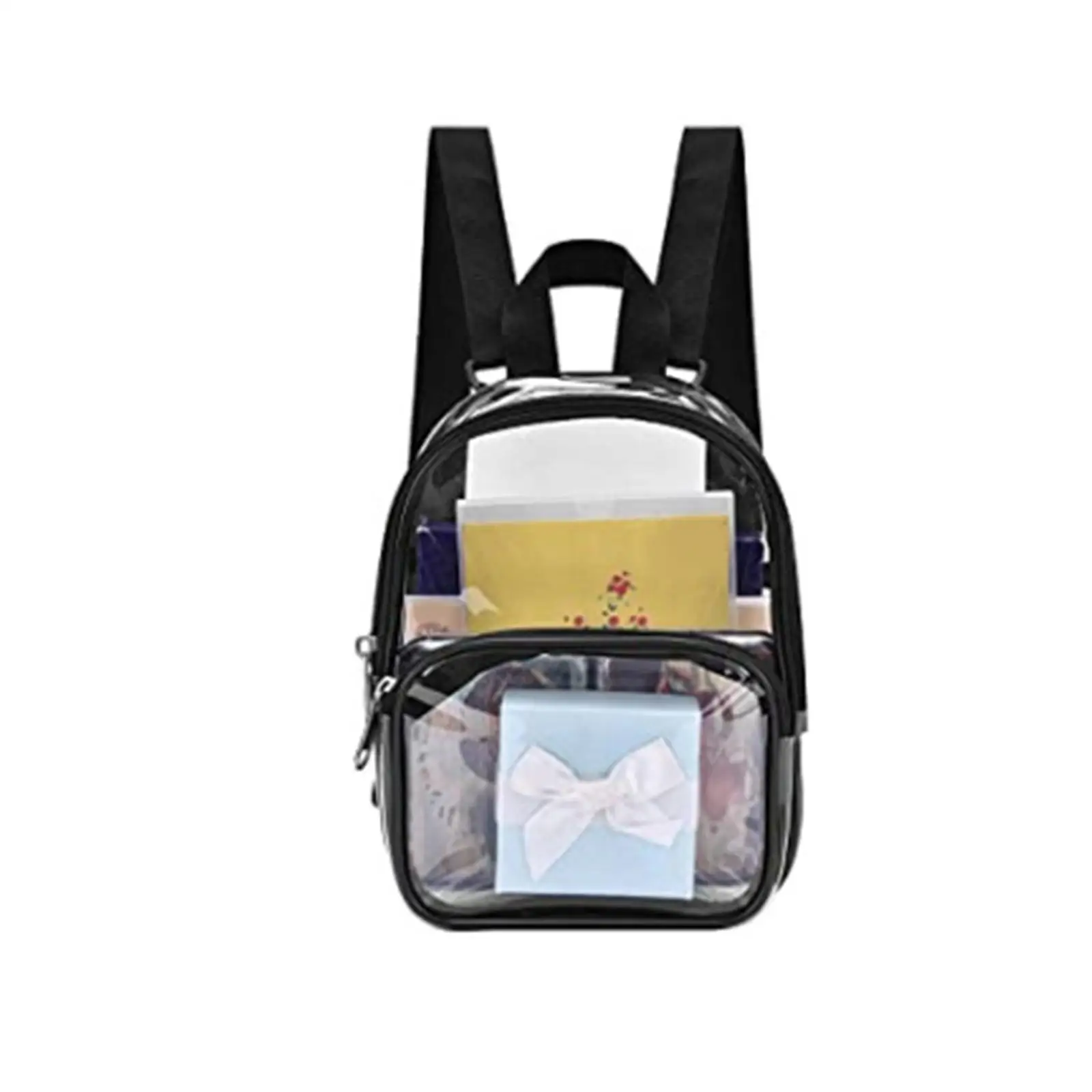 McBecdy Clear PVC Backpack With Front Pocket - Heavy Duty Transparent Book Bag For School, Security, 17"