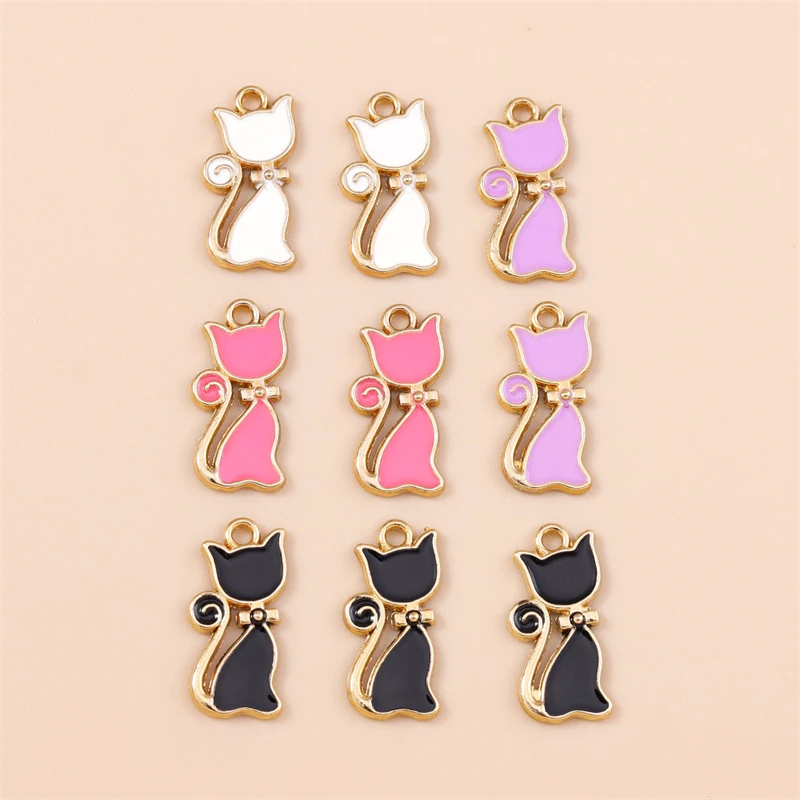 20 Stück Cartoon-Tier-Katzen-Anhänger, Emaille-Fußabdruck-Charms, Anhänger für Schmuckherstellung, Ohrringe, Halsketten, DIY-Bastelzubehör – Detail 11