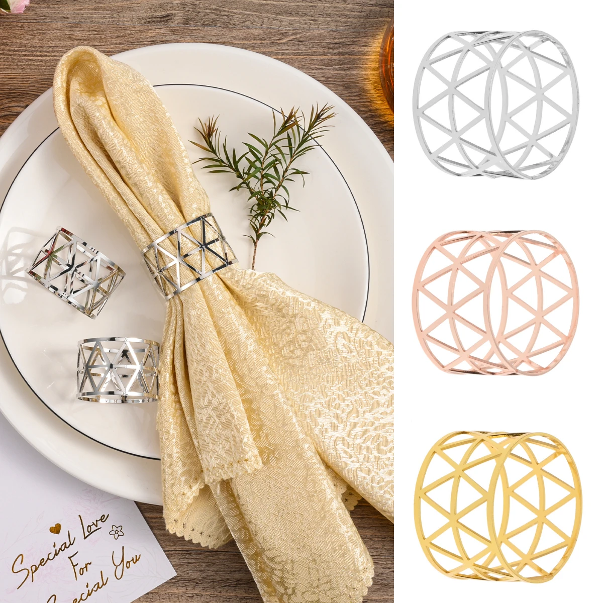 Alloy Napkin Rings Wedding Napkin Rings Decoration Ring Table Decoration Accessories For Dinner Table Party