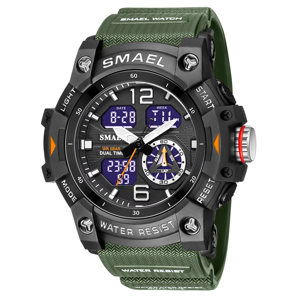 SMAEL 8007 Electronic Watch Sports Outdoors Waterproof Shockproof Chronograph Dual Display Silicone Strap Men Wrist Watches 5