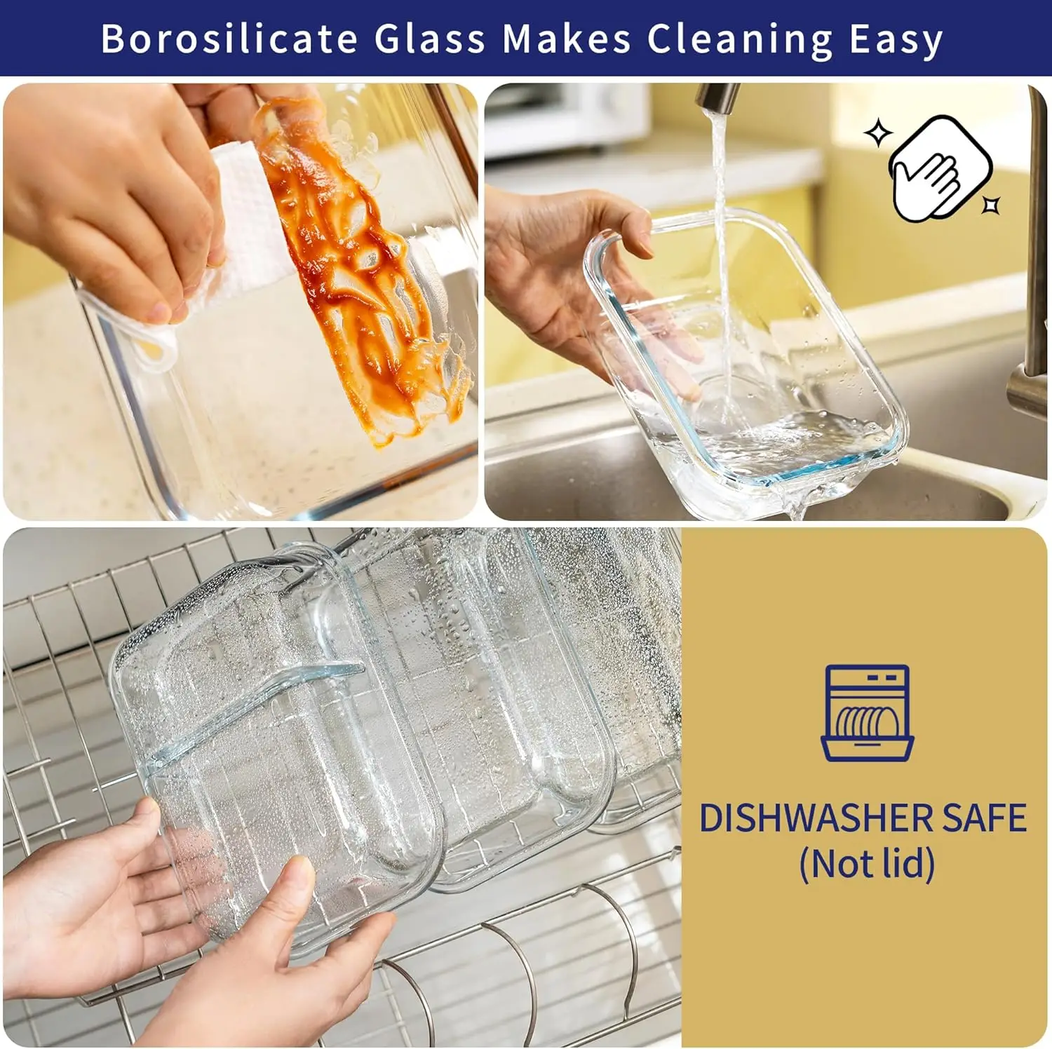 5-Pack 36 OZ Glass Storage Containers with Lids, Glass Meal Prep Containers Set, Airtight Lunch Containers with Lids, Microwave, 5