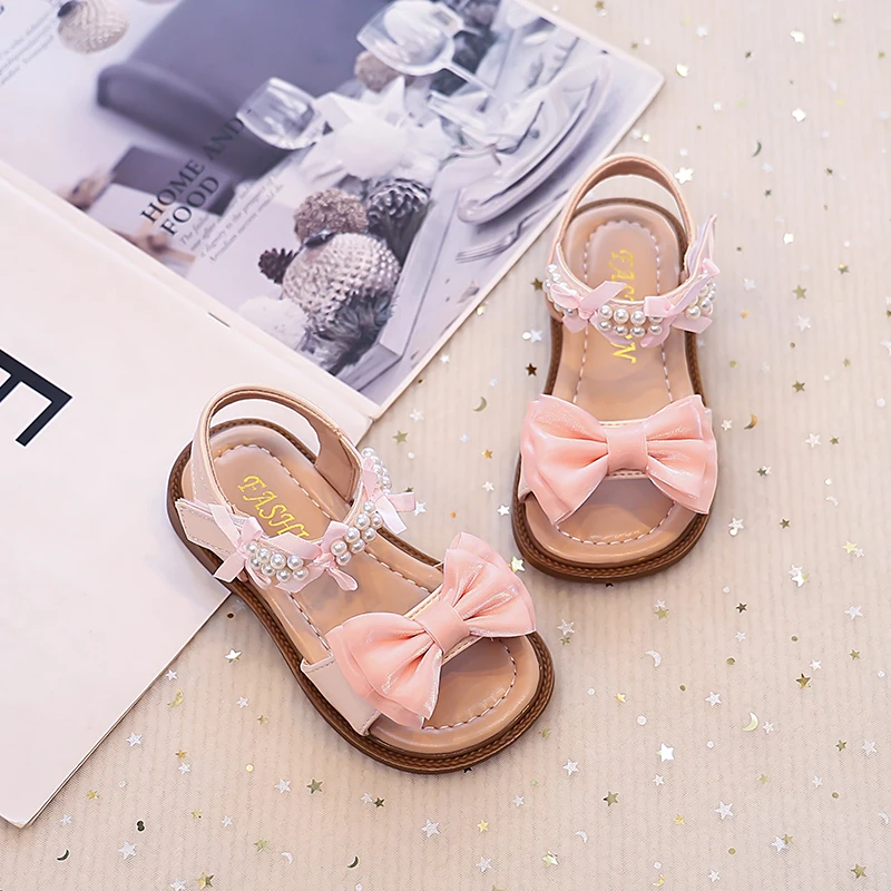 Girls Beading Sandals Non Slip Sole Toddler Beach Shoes