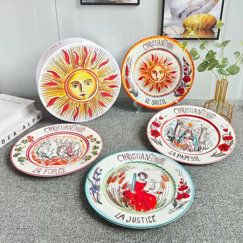 Creative Ceramic Steak Plate 4pcs Set Combination Household Hand-painted Western Food Plate Salad Ceramic Tableware