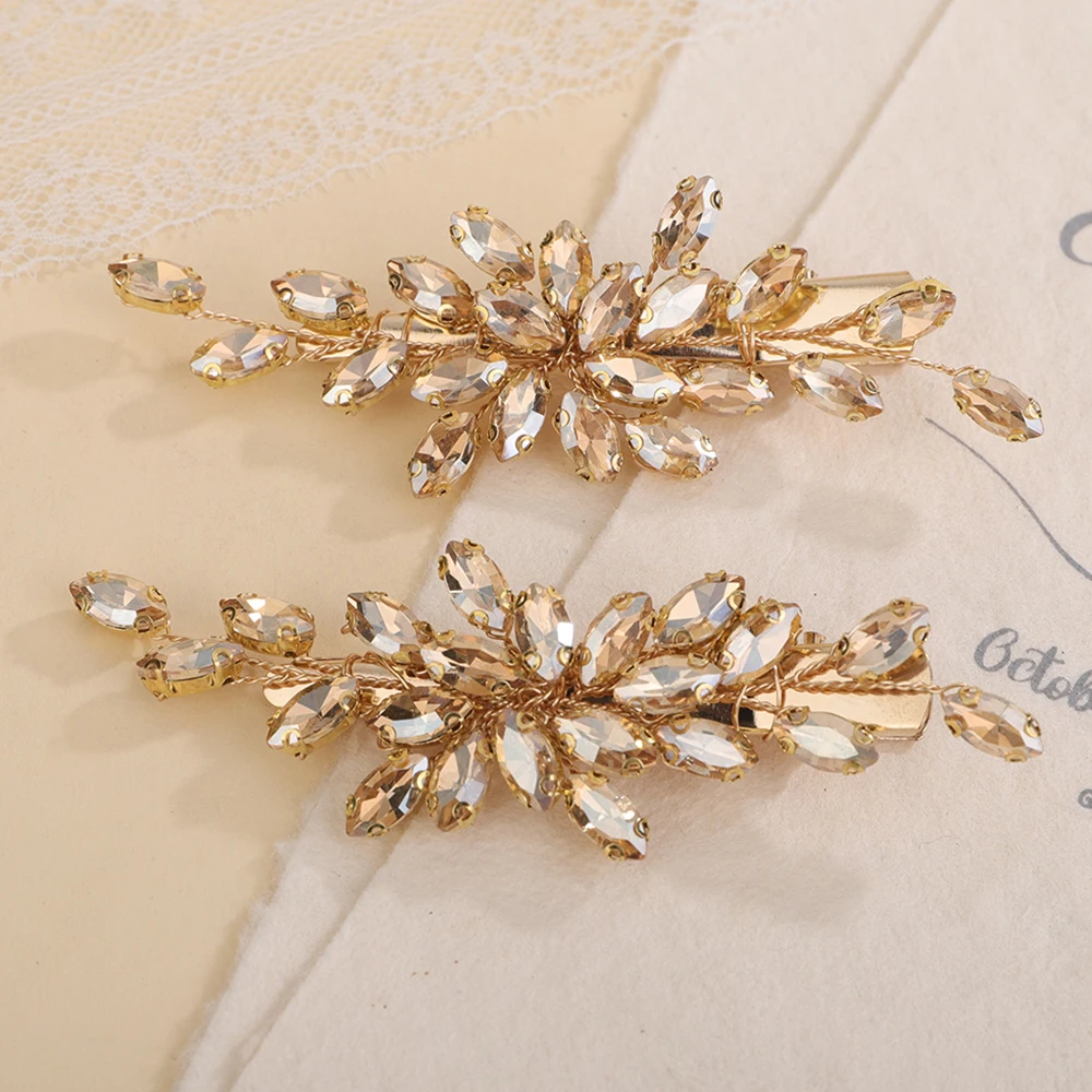 2PCS Rhinestone Hair Clip for Wedding Bridal Headpiece Silver Black Bride Hair Accessories Green Red Tiara Blue Purple Ornaments hair accessories bridal hair accessories