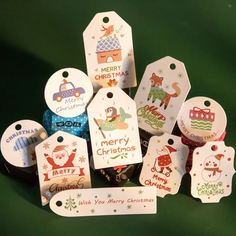 Etichette Regalo Natalizie Fengyang In Carta Kraft 20 Pezzi | Biglietti Con Cordino Per Albero Di Natale | Design Con Babbo Natale, Pupazzo Di Neve, Alce | White Card