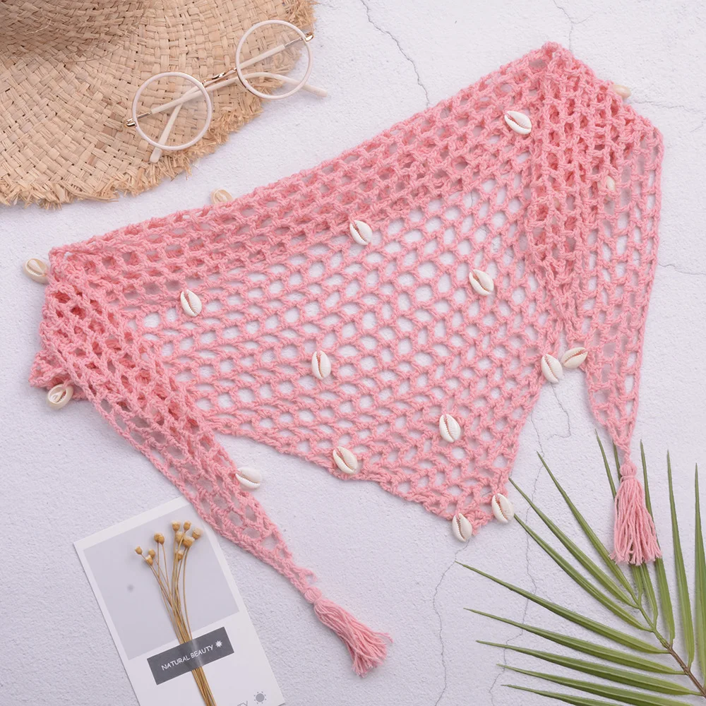 Fashionable Children's Decor Paired with Shell Swimming Pool Beach Versatile Hollowed Out Shawl
