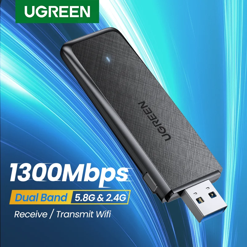 UGREEN adaptador WiFi USB3.0 AC1300Mbps, 5,8G 2,4G, doble banda, PC, escritorio, portátil, antena WiFi, tarjeta de red Ethernet USB|Tarjetas de red| - AliExpress