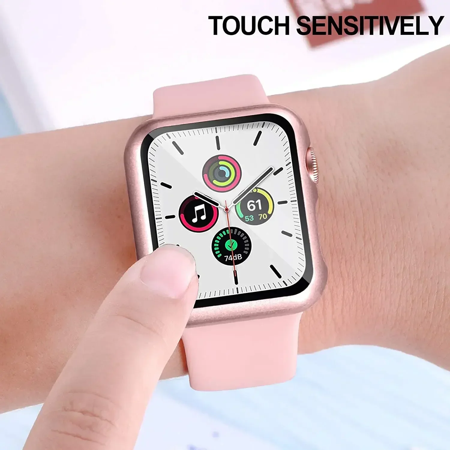 Premium Silicone iWatch Band with Protective Glass Case & Strap - Compatible with Multiple Sizes