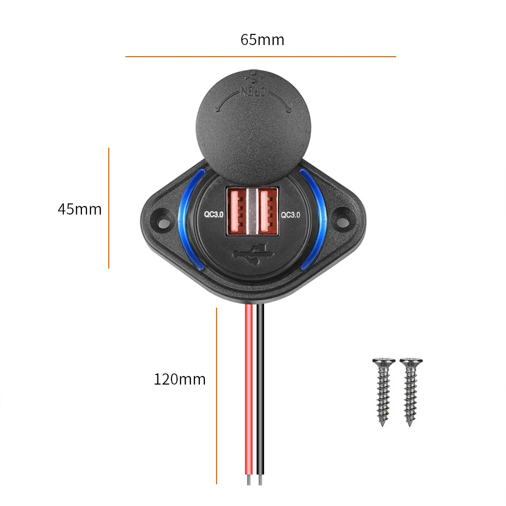 Dual USB Quick Charge Car Charger with Sliding Cap - 36W Fast Charging Power Outlet