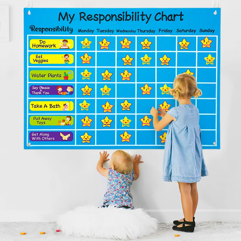 80-piece Household Storyboard Educational Early Education Toy Habit record board Children's Portable Space Sorting List Pendant, educational toy