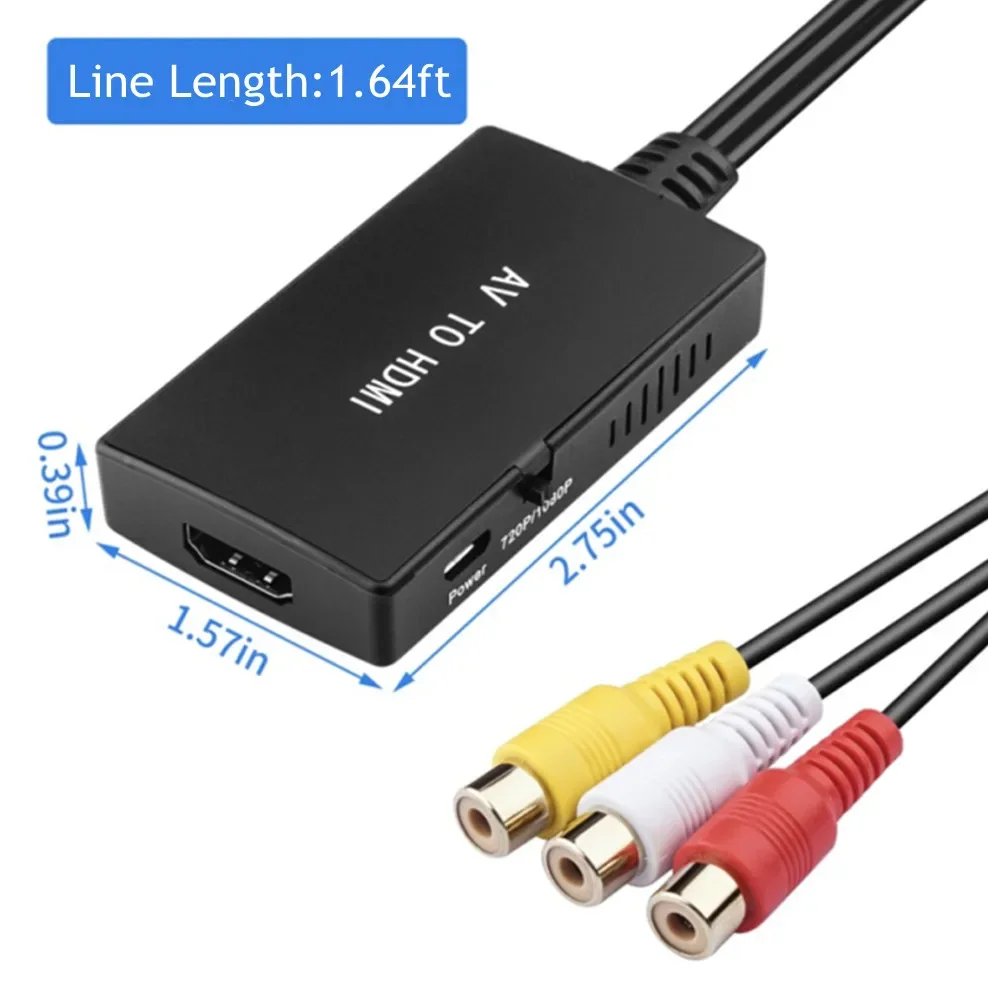RCA to HDMI-compatible Adapter AV2HDMI-compatible Audio Vdieo Converter Support