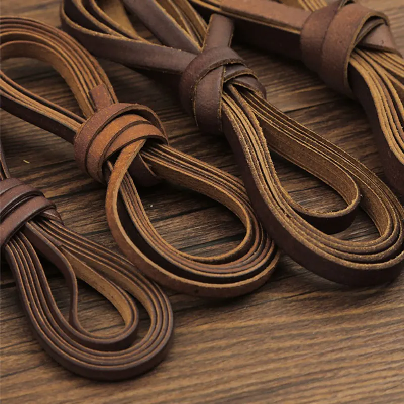 Retro Genuine Leather Cord 2-10mm Flat Strand Cow Leather Rope 1meters Fit Necklace Bracelets Diy Jewelry Accessories leather cord