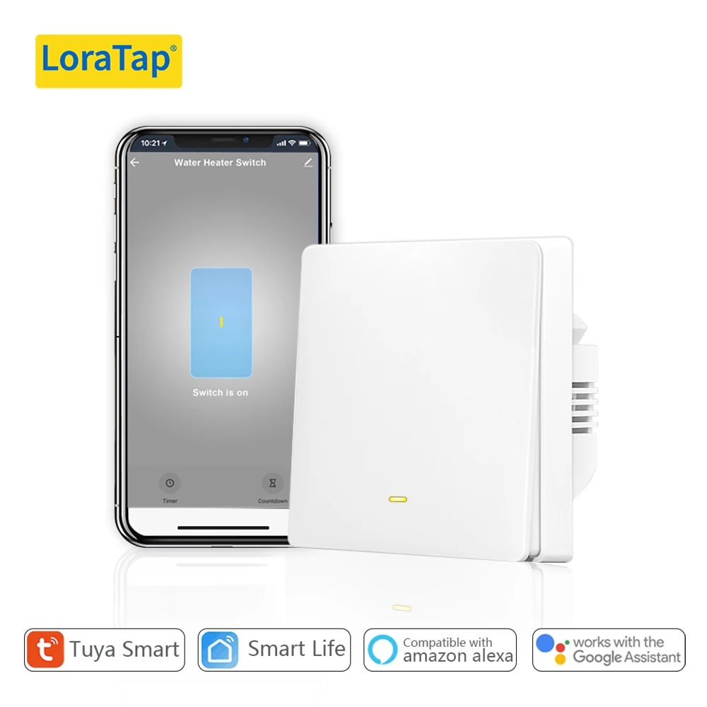 

LoraTap Tuya Smart Life Boiler EU Water Heater Wireless Remote Wall Push Button Switch Google Home Alexa Voice Control
