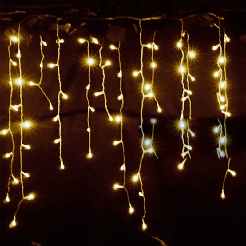 thumbnail image 1 of Decoraciones navideñas para el hogar, cortina de luces LED para exteriores, guirnalda de luces de calle con forma de carámbano para el invierno, 220 V, 5 m, caída de 0,4 a 0,6 m, 1 of 5