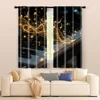 2 pcs, filtering curtains (excluding rods, non-movable, without batteries) Golden Piano & Musical Notes for use in bedrooms and 2