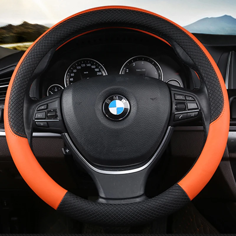 Steering Wheel Cover Micro Fiber Leather Fit 98% Car Models 37-38cm Interior details Car Accessories Auto Goods