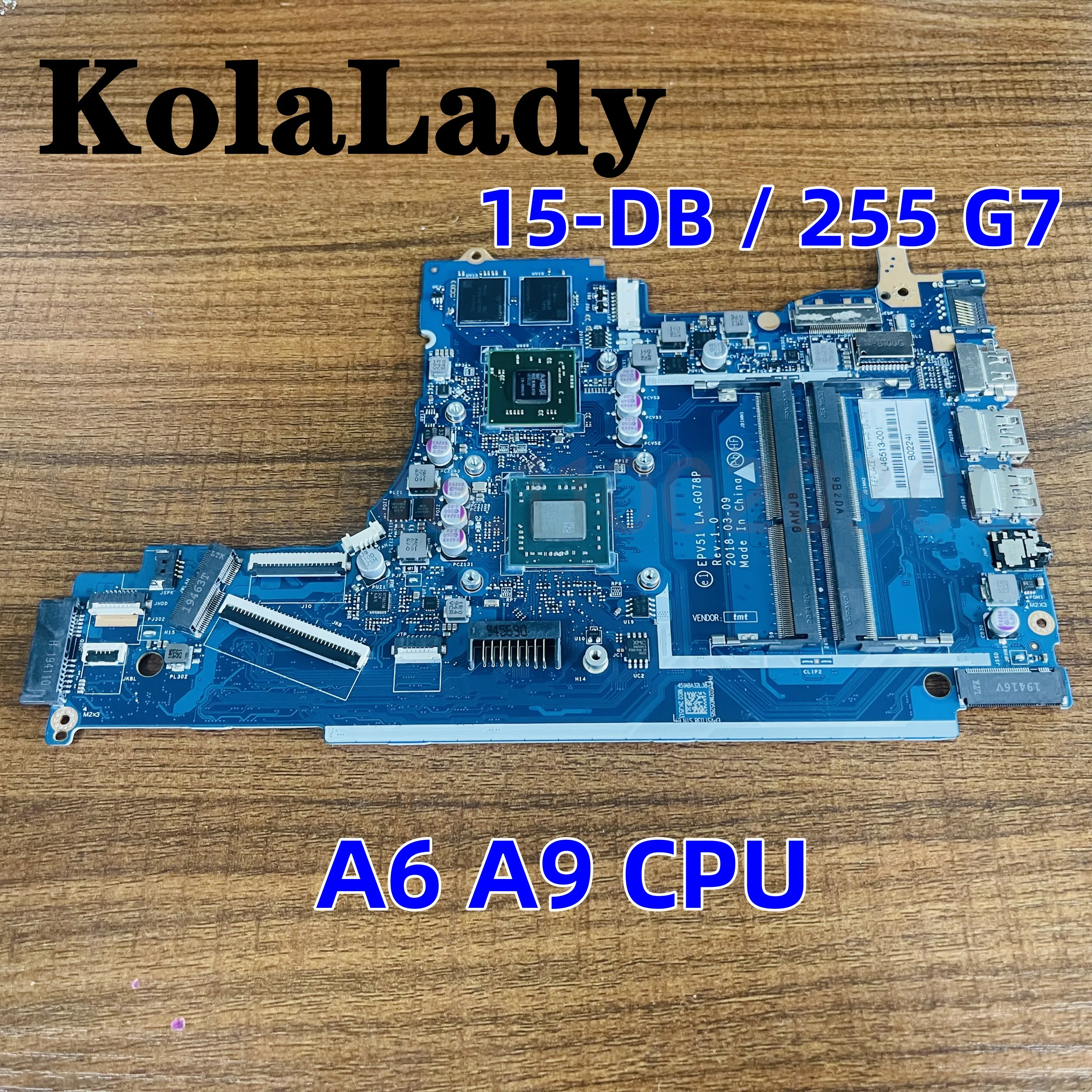 

NEW For HP 15-DB 15T-DB 255 G7 Laptop Motherboard W/ A6 A9 CPU DSC 520 2GB GPU EPV51 LA-G078P L20481-601 L20481-001 L27907-001