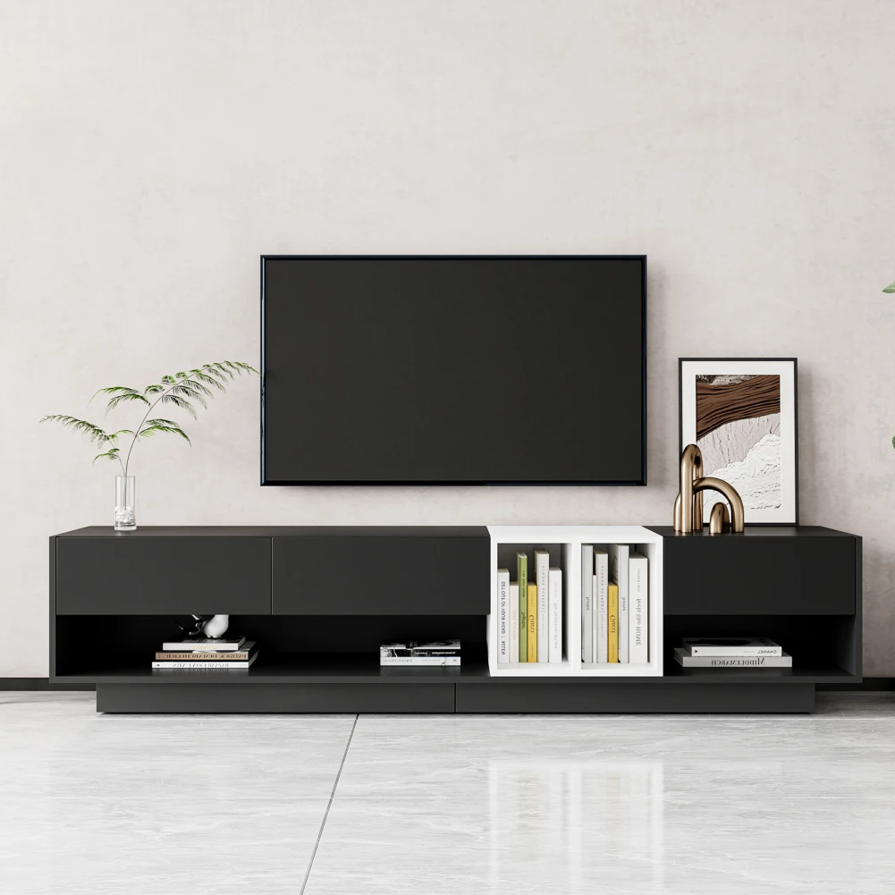 

TV Stand With Perfect Storage Solution Two-tone Media Console With Versatile Compartment Particle Board For TVs Up To 80''