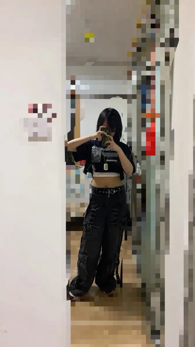 Black Jeans Women American Style Y2K 90S Vintage High Waisted Jean Straight Trouser Streetwear Casual Loose Wide Leg Denim Pants photo review