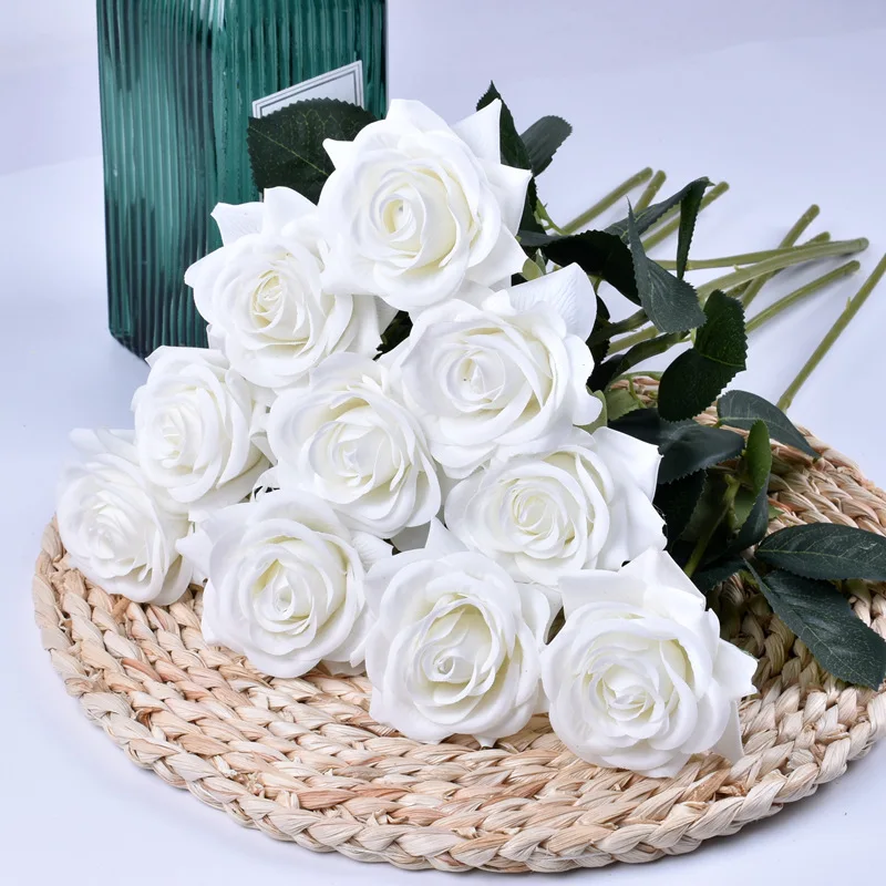 

DREA real touch silk flowers artificial flowers rose white for brides flower bouquet