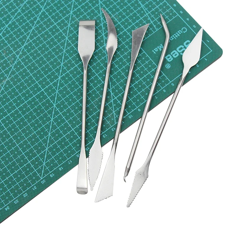 Stainless Steel 5Pcs Pottery Clay Carving Knives Ceramic Sculpting Tools Polymer