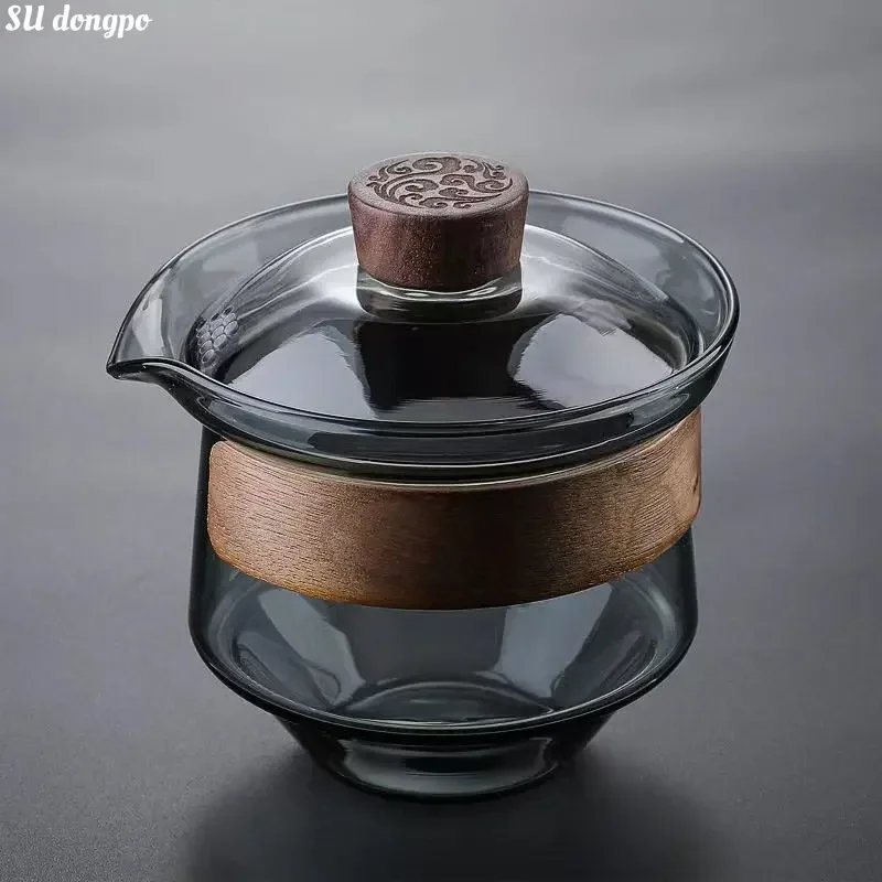 Japanese Glass Gaiwan Tea Tureen Single Heat-resistant and Scald Proof Sancai Cup Tea Set Kung Fu Cup and Bowl tea set