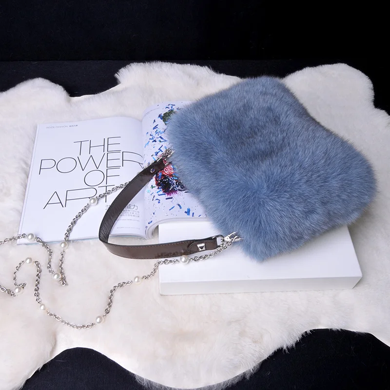 

Crossbody Women Luxury Real Fox Handbags Natural Fur Fashion Winter New High Single Shoulder Girl Wrist Bags quality